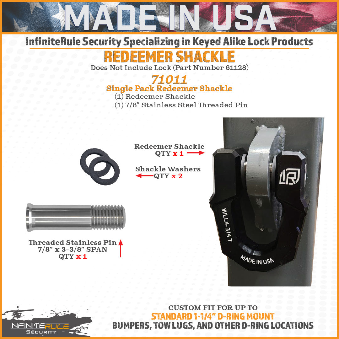 71011 | Single Pack, Redeemer D-Ring Shackle, Black Anodized Aluminum, Heavy-Duty for Off-Road Vehicle Recovery