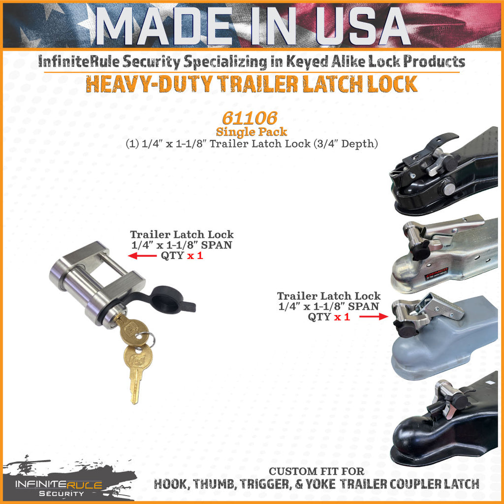 61106 | Trailer Latch Lock For HOOK, THUMB, TRIGGER, & YOKE Trailer Coupler Latch
