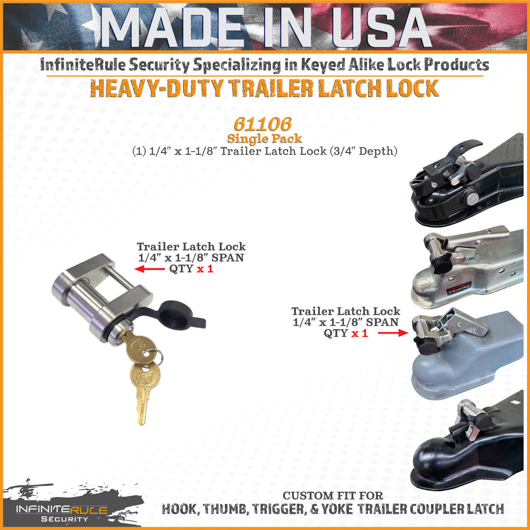 61106 | Trailer Latch Lock For HOOK, THUMB, TRIGGER, & YOKE Trailer Coupler Latch