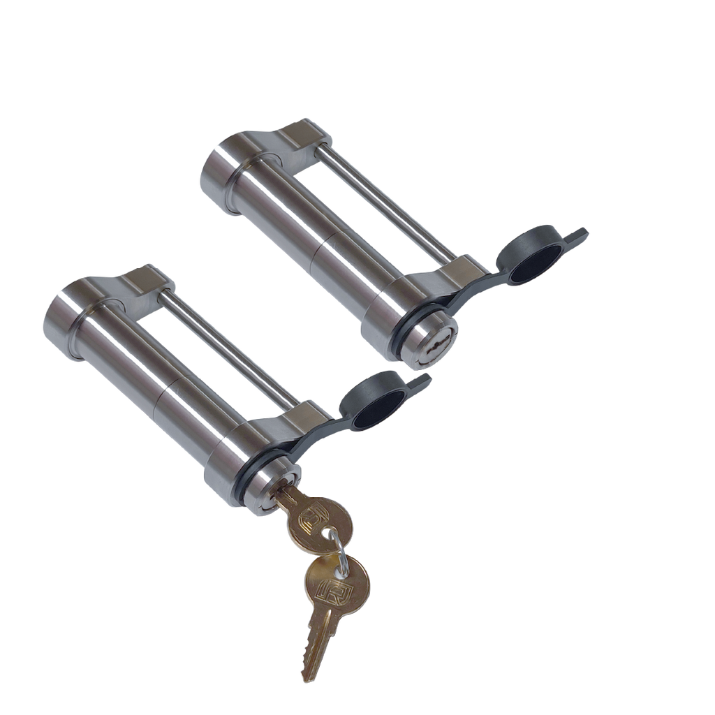 61458 | 2 Pack, Keyed Alike, Trailer Latch Locks For Up To 3-1/8" Wide Trailer Coupler Latch - (11/16" Depth)