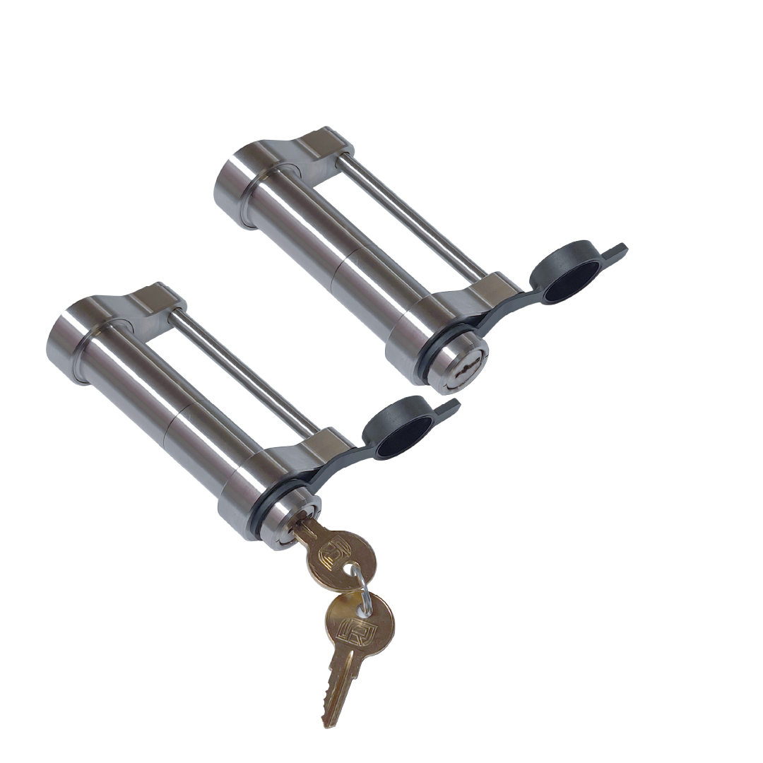 61458 | 2 Pack, Keyed Alike, Trailer Latch Locks For Up To 3-1/8" Wide Trailer Coupler Latch - (11/16" Depth)