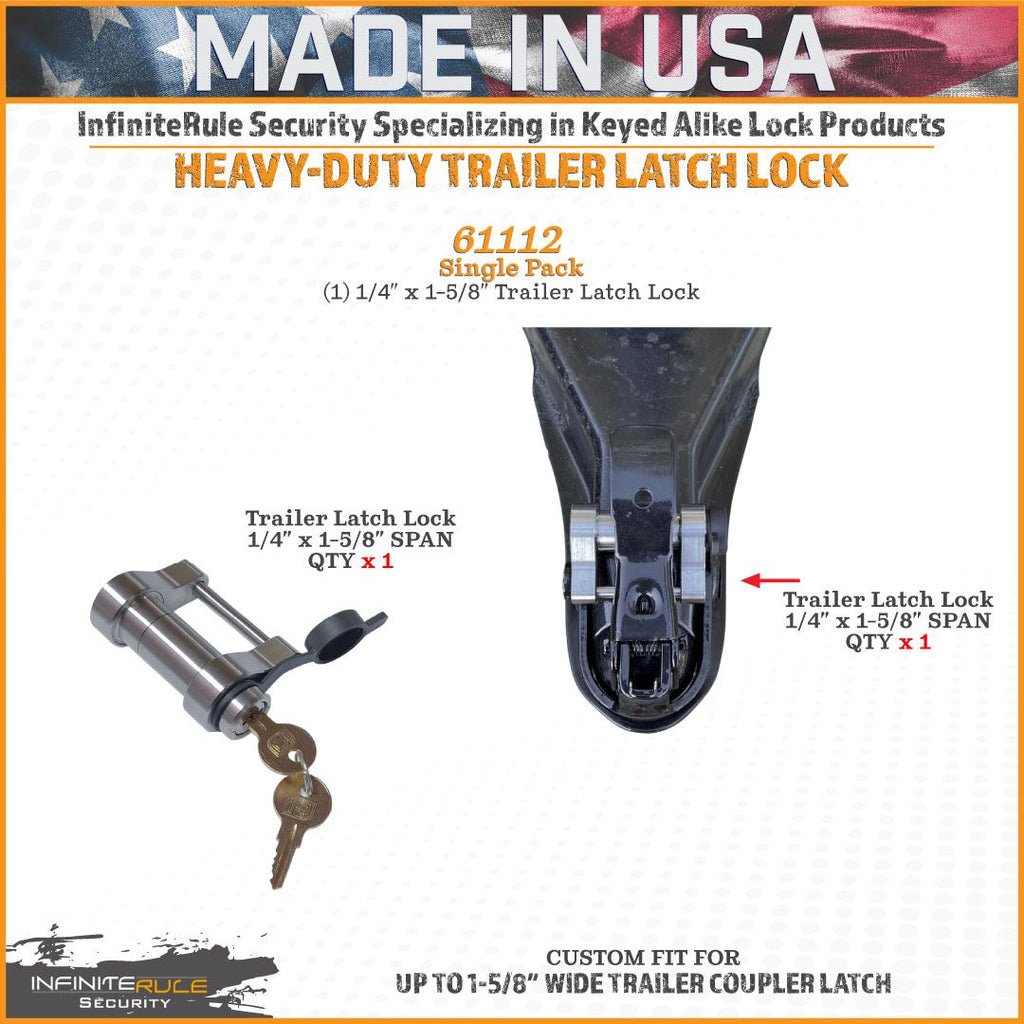 61112 | Trailer Latch Lock For Up To 1-5/8" Wide Trailer Coupler Latch - (11/16" Depth)