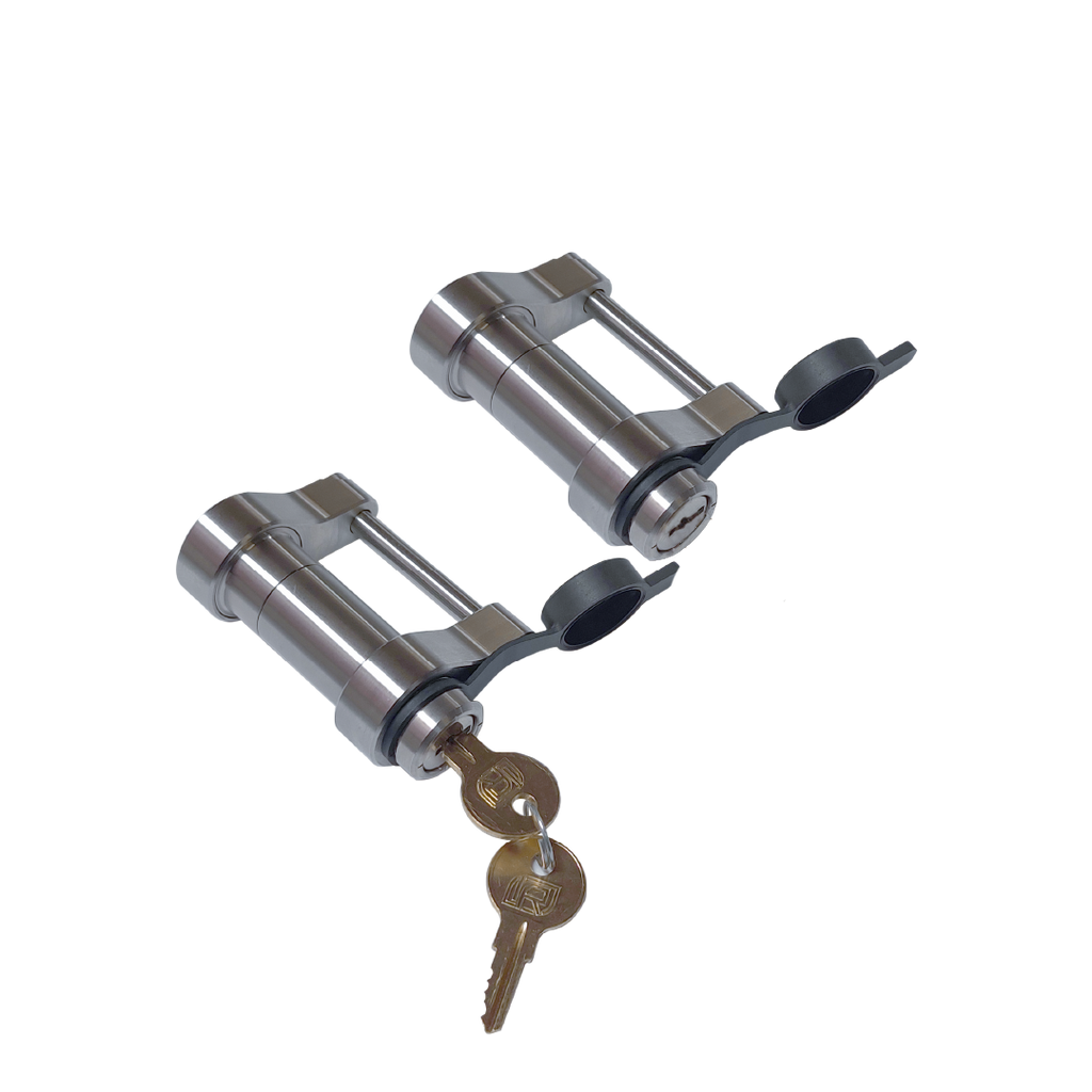 61459 | 2 Pack, Keyed Alike, Trailer Latch Locks For Up To 1-5/8" Wide Trailer Coupler Latch - (11/16" Depth)