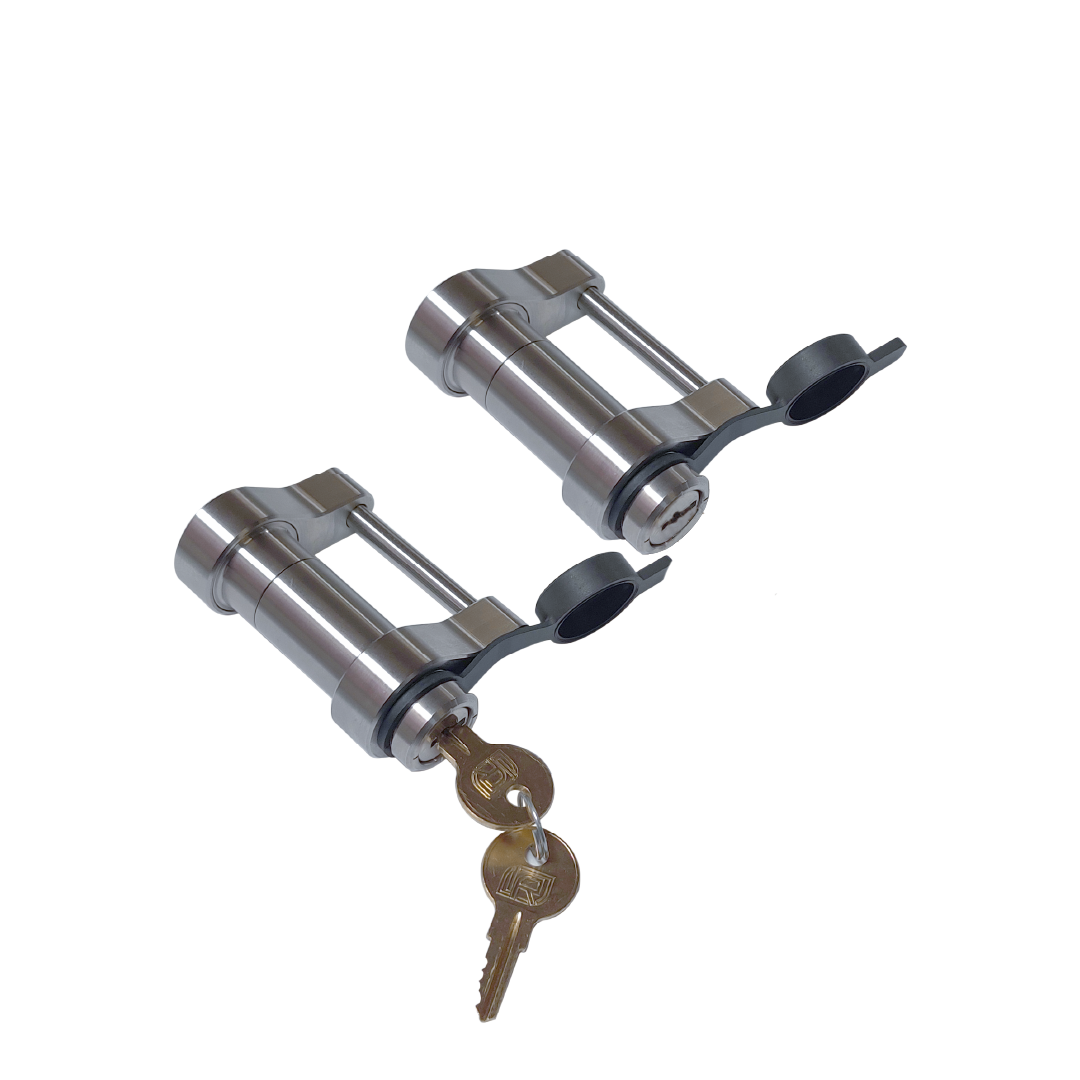 61459 | 2 Pack, Keyed Alike, Trailer Latch Locks For Up To 1-5/8" Wide Trailer Coupler Latch - (11/16" Depth)