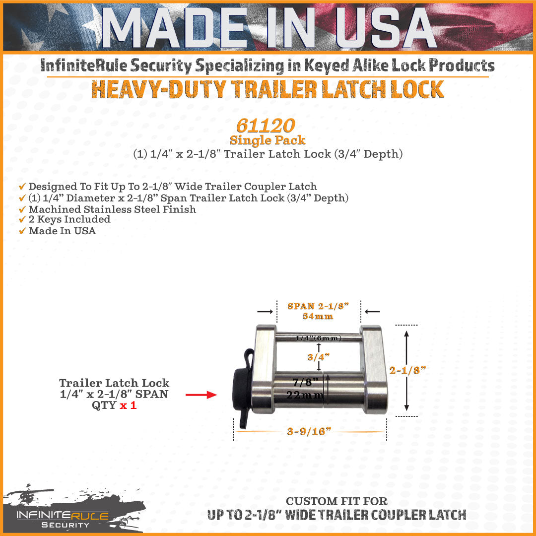 61120 | Trailer Latch Lock For Up To 2-1/8" Wide Trailer Coupler Latch - (3/4" Depth)