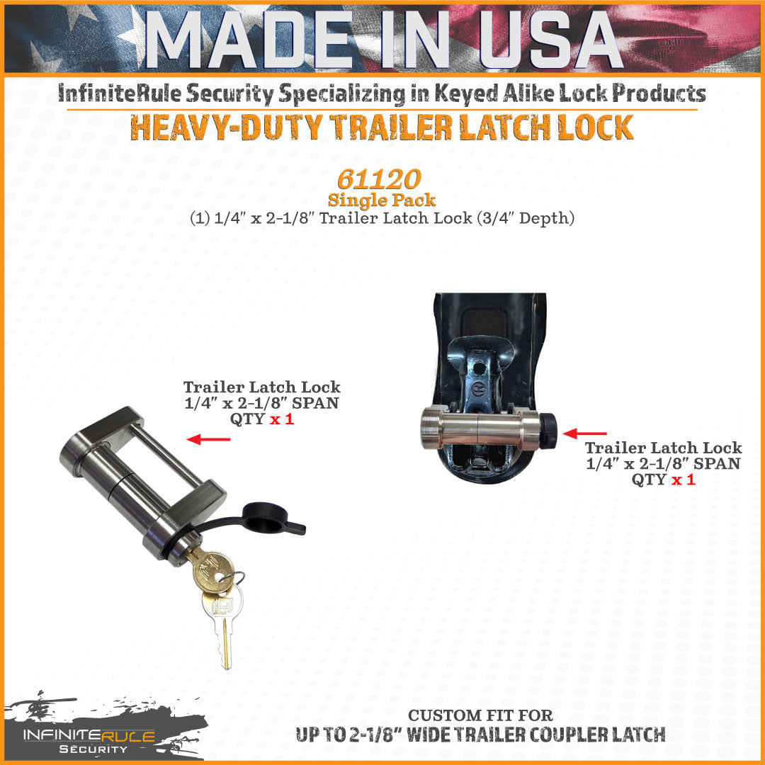 61120 | Trailer Latch Lock For Up To 2-1/8" Wide Trailer Coupler Latch - (3/4" Depth)