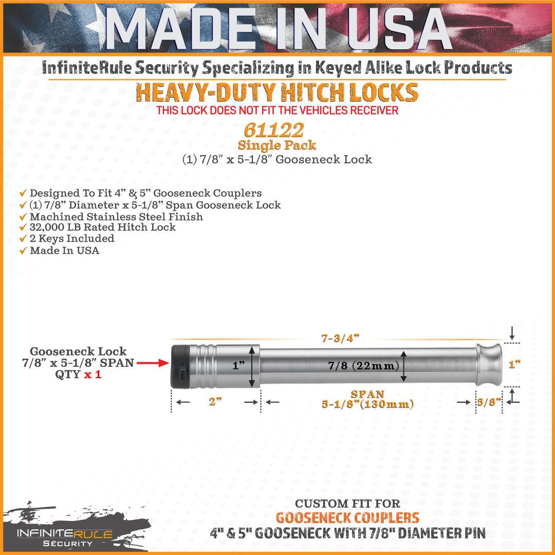 61122 | Gooseneck Coupler Lock For 4.0" & 5.0" Goosenecks - 7/8" Dia. Pin