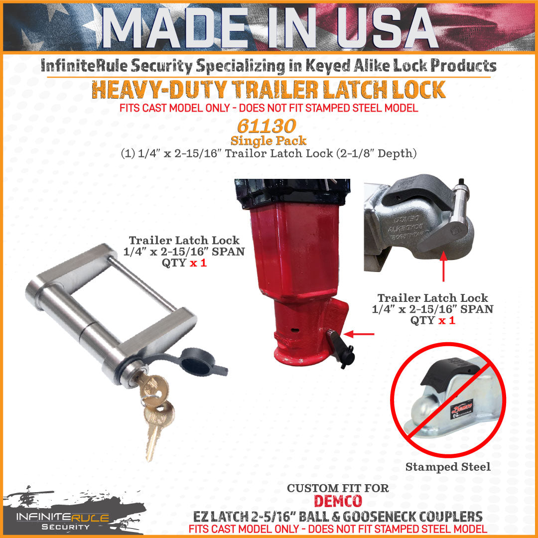 61130 | Trailer Latch Lock For DEMCO EZ Latch 2-5/16" Ball & Gooseneck Couplers - Fits Cast Model Only - DOES NOT FIT Stamped