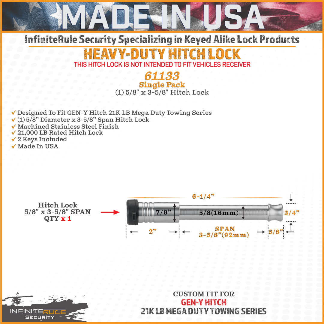61133 | Hitch Lock For Gen-Y Hitch Mega Duty 21K LB Series - Fits Adjustable Ball Mount Only - DOES NOT FIT Vehicle Receiver