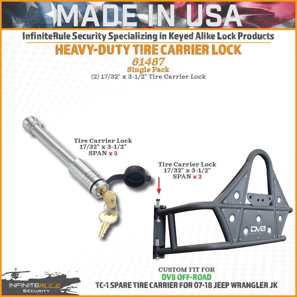 61487 | 2 Pack, Keyed Alike, Spare Tire Carrier Locks For DV8 Off-Road TC-1 Tire Carrier