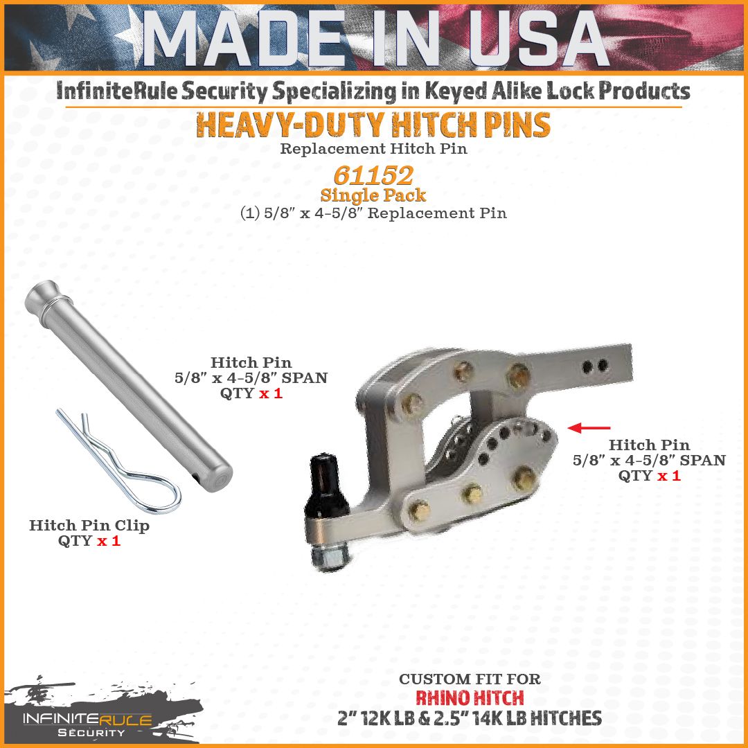 61152 | Hitch Pin For Rhino Hitch 2.0" 12K & 2.5" 14K LB Hitches