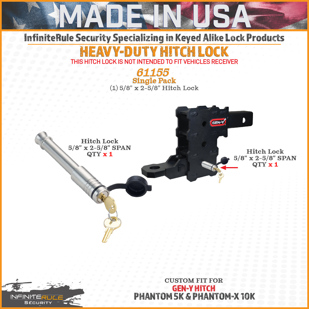 61155 | Hitch Lock For Gen-Y Hitch Phantom-X 10K & Phantom 5K Hitches - Fits Adjustable Ball Mount Only - DOES NOT FIT Vehicl