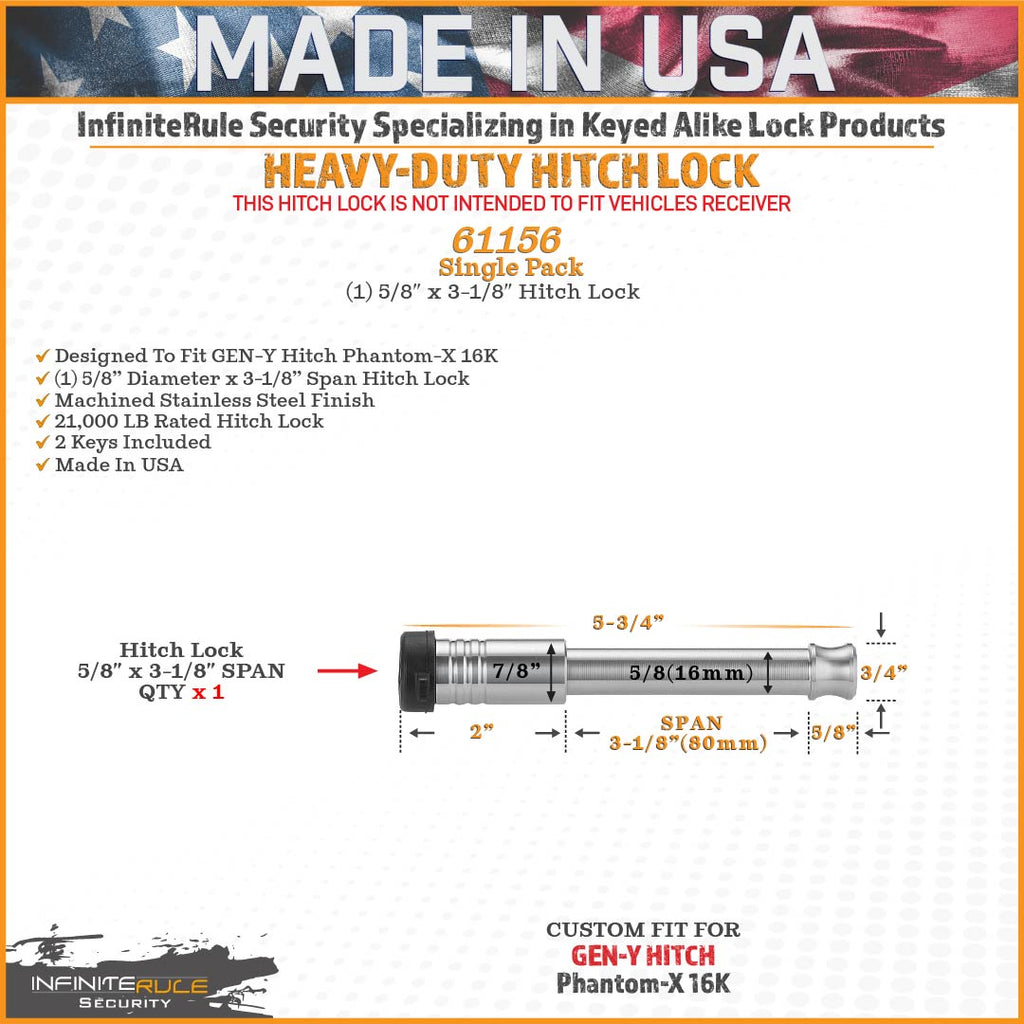 61156 | Hitch Lock For Gen-Y Hitch Phantom-X 16K & Phantom Flip & Tow Hitches - Fits Adjustable Ball Mount Only - DOES NOT FI