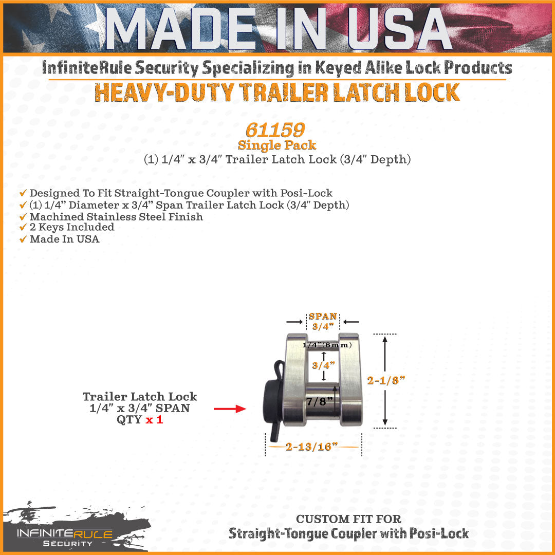 61159 | Trailer Latch Lock For Straight-Tongue Coupler with Posi-Lock