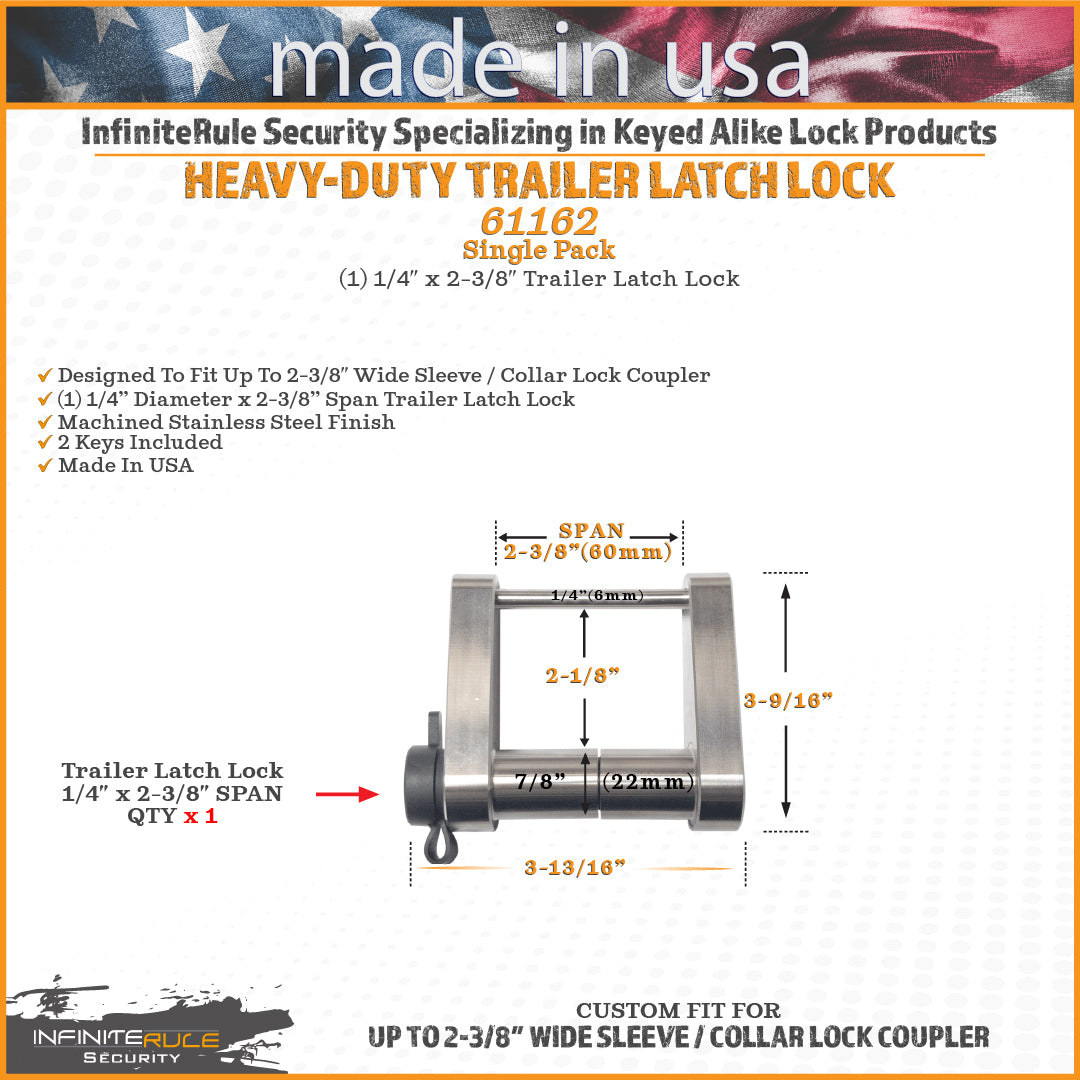 61162 | Trailer Latch Lock For Bulldog Style Coupler W/ Low Profile Latch - Fits Sleeve & Collar Lock