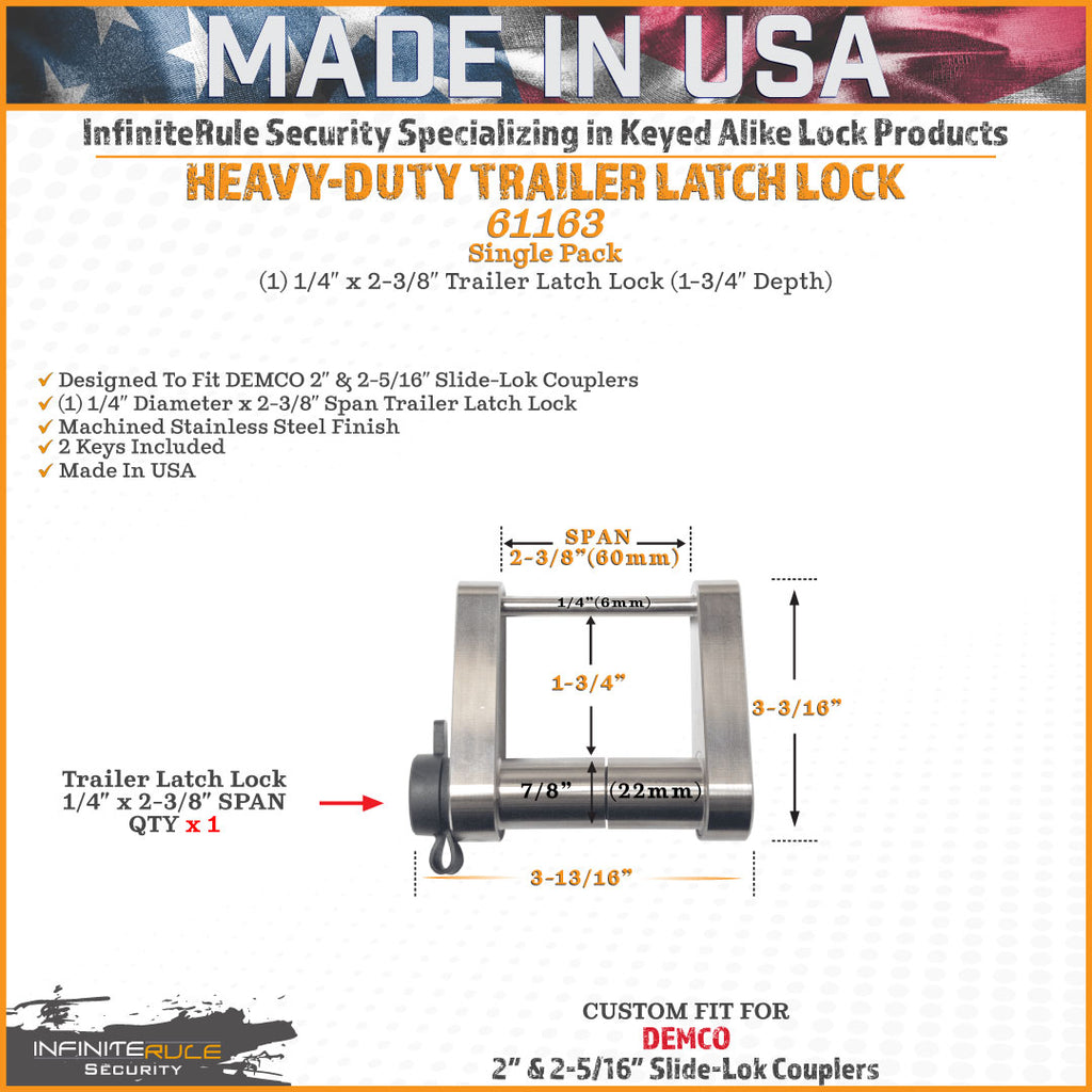 61163 | Trailer Latch Lock For DEMCO 2″ & 2-5/16″ Slide-Lok Couplers