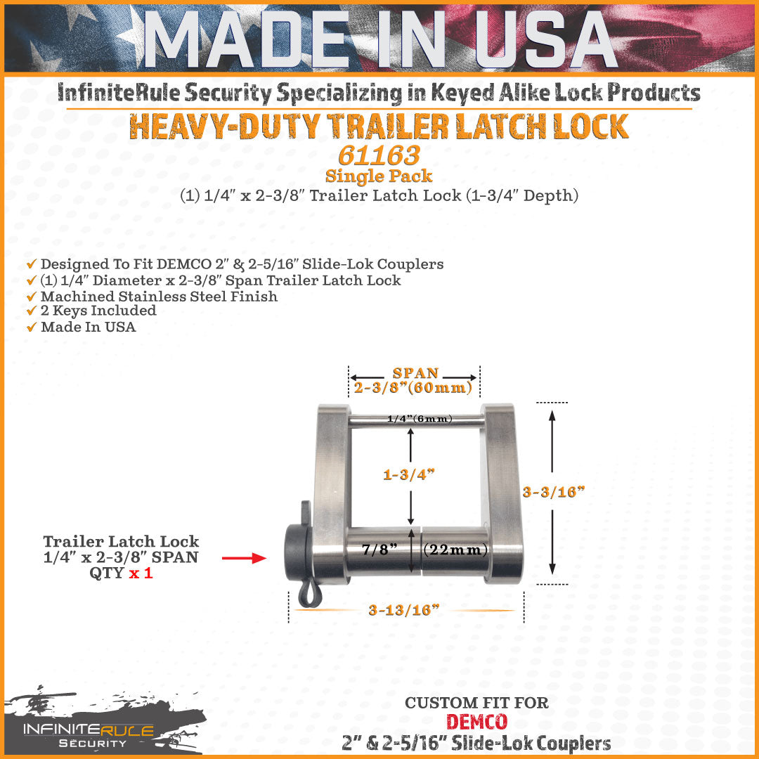 61163 | Trailer Latch Lock For DEMCO 2″ & 2-5/16″ Slide-Lok Couplers