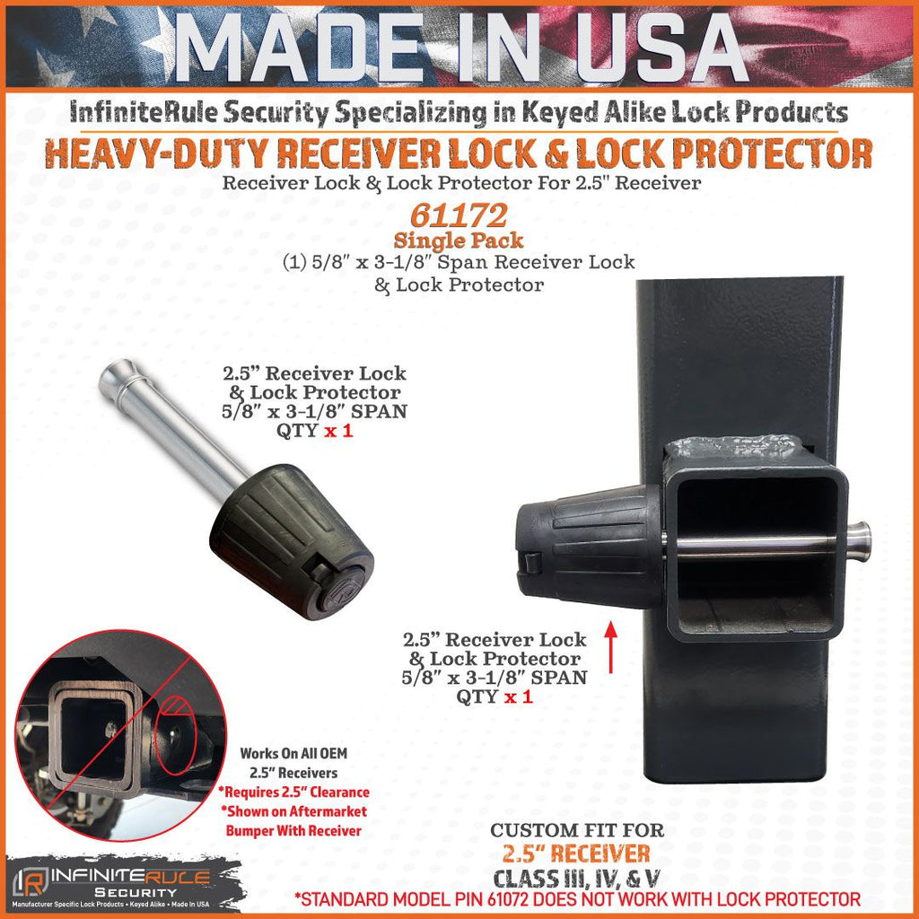 61172 | Receiver Lock and Lock Protector For 2.0" & 2.5" Receiver - Class III, IV, V