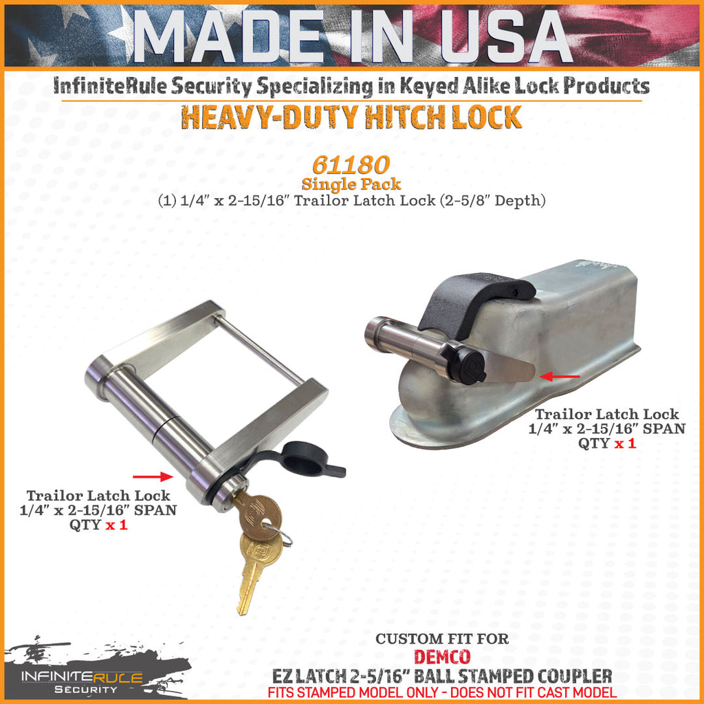 61180 | Trailer Latch Lock For DEMCO EZ Latch - 2-5/16″ Ball - Stamped Coupler