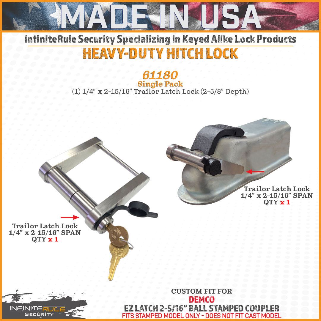 61180 | Trailer Latch Lock For DEMCO EZ Latch - 2-5/16″ Ball - Stamped Coupler