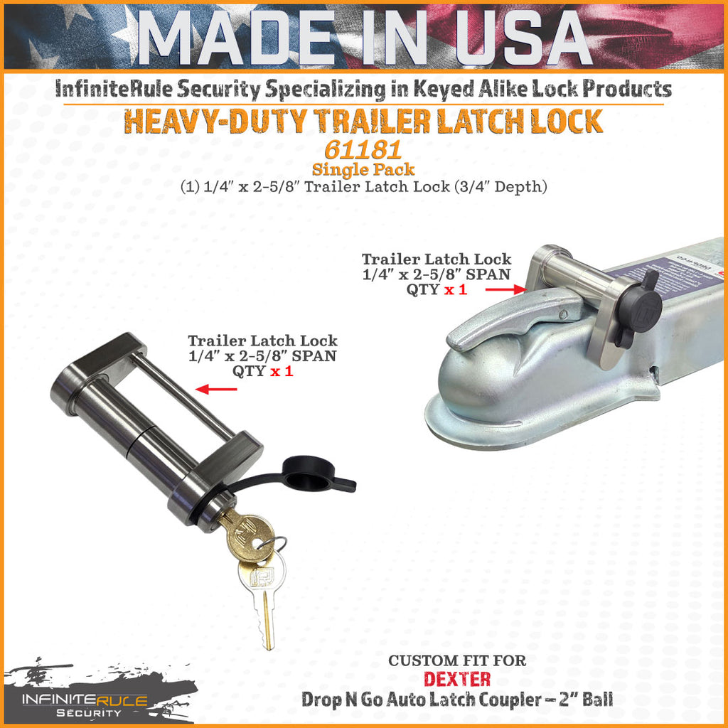 61181 | Trailer Latch Lock For DEXTER Drop N Go Auto Latch Coupler - 2" Ball