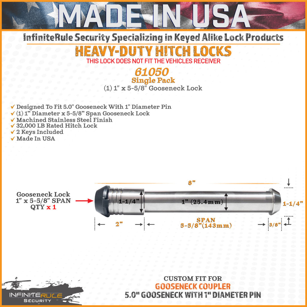 61050 | Hitch Lock For 5.0" Gooseneck With 1" Diameter Pin