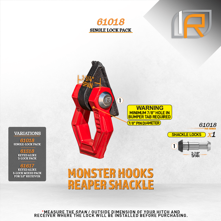 61018 | Shackle Lock For Monster Hooks Reaper Shackle - DOES NOT FIT OTHER STYLE HOOKS & SHACKLES