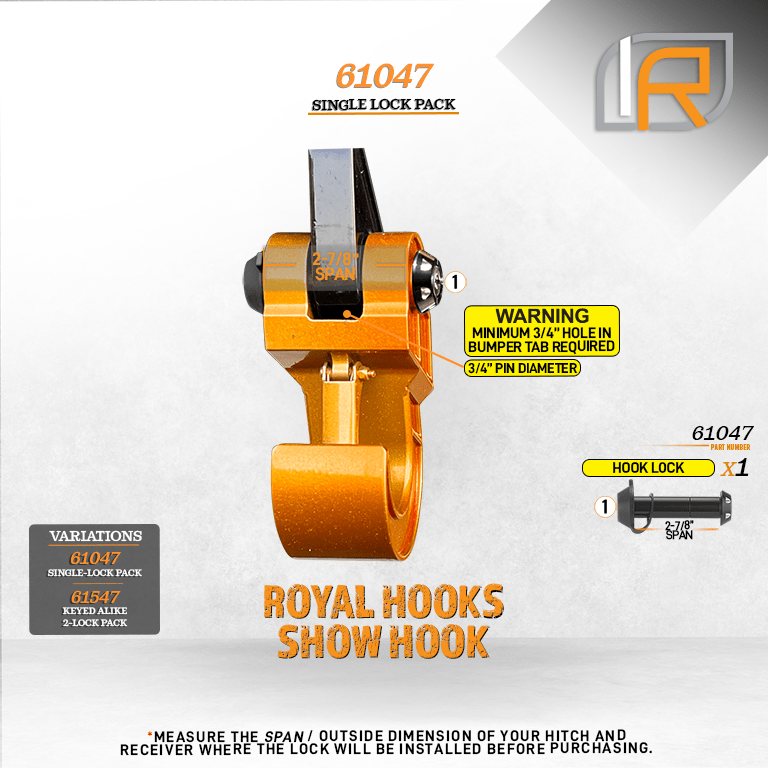 61047 | Shackle-Hook Lock For Royal Hooks Royal Shackle & Show Hook - NOT RATED FOR LIFTING OR PULLING - DOES NOT FIT OTHER S