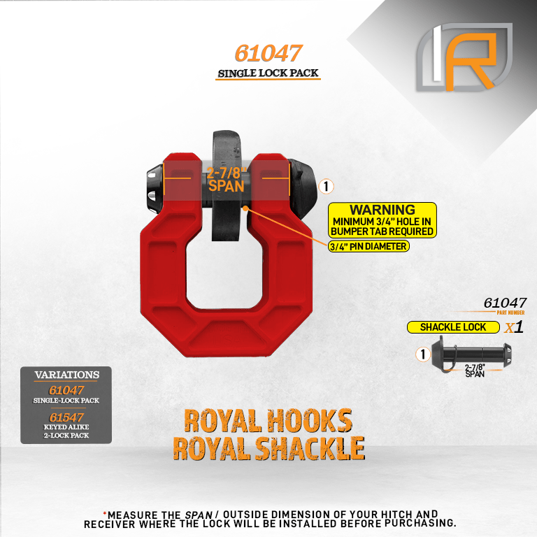 61047 | Shackle-Hook Lock For Royal Hooks Royal Shackle & Show Hook - NOT RATED FOR LIFTING OR PULLING - DOES NOT FIT OTHER S