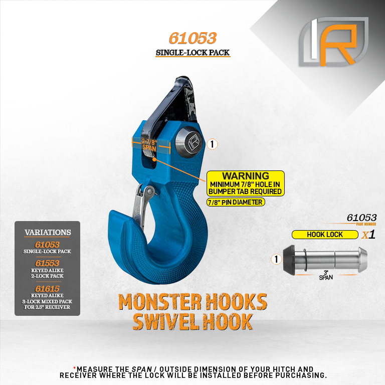 61053 | Hook Lock For Monster Hooks Swivel Hook & HammerHead Hook - DOES NOT FIT OTHER STYLE HOOKS & SHACKLES
