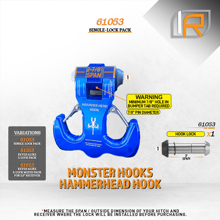 61053 | Hook Lock For Monster Hooks Swivel Hook & HammerHead Hook - DOES NOT FIT OTHER STYLE HOOKS & SHACKLES