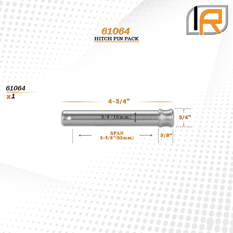 61064 | Receiver Pin For 2.0" & 2.5" Receiver - Clas III, IV, V