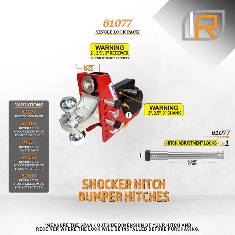61077 | Hitch Lock For Shocker Hitch Bumper Hitch - Fits Adjustable Ball Mount Only - DOES NOT FIT Vehicle Receiver