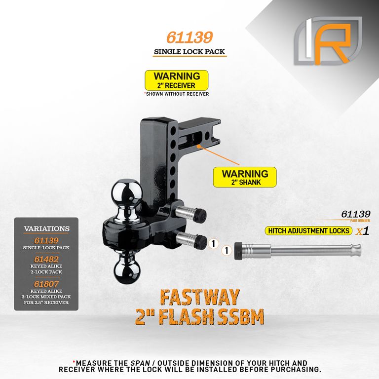 61139 | Hitch Lock For Fastway SSBM 2.0" Solid Steel Ball Mount Hitch - Fits Adjustable Ball Mount Only - DOES NOT FIT Vehicl