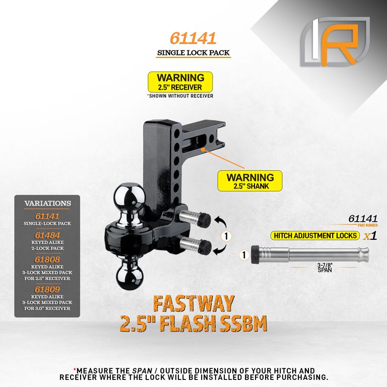 61141 | Hitch Lock For Fastway SSBM 2.5" Solid Steel Ball Mount Hitch - Fits Adjustable Ball Mount Only - DOES NOT FIT Vehicl
