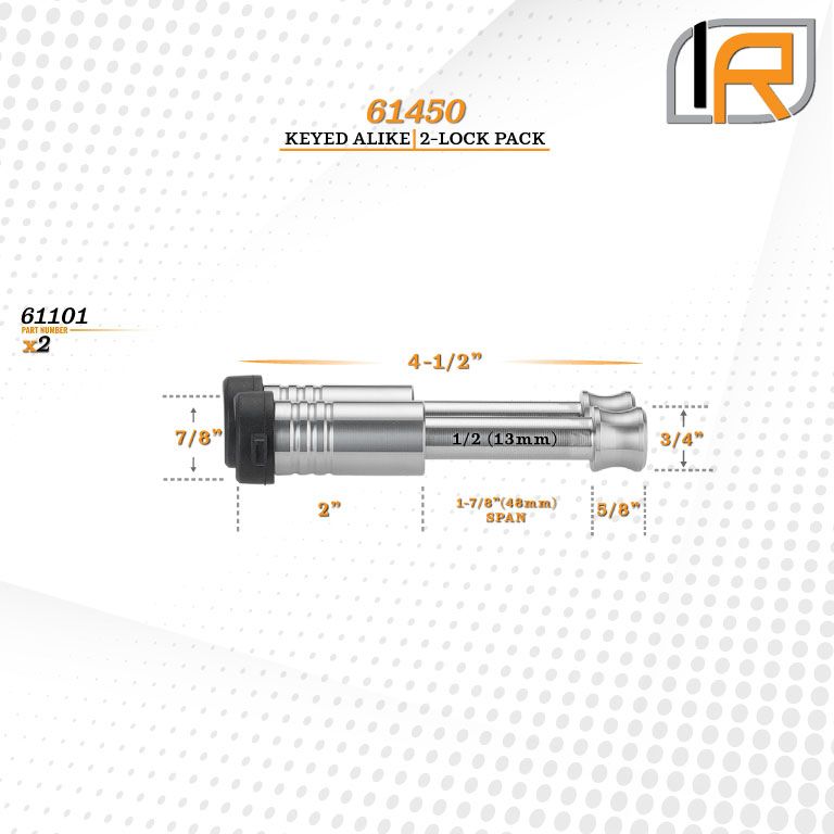 61450 | 2 Pack, Keyed Alike, Receiver Locks For 1.25" Receiver - Clas I, II
