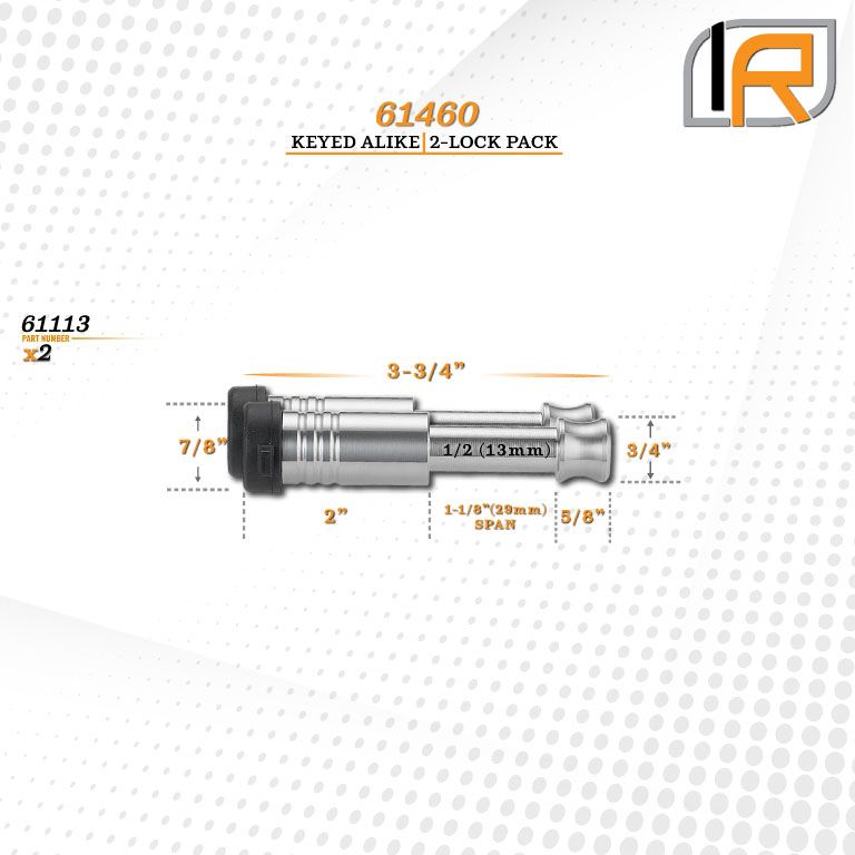 61460 | 2 Pack, Keyed Alike, Hitch Locks For General Purpose Hitch - (1/2" x 1-1/8" Span)