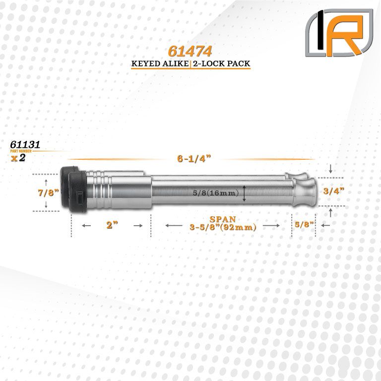 61474 | 2 Pack, Keyed Alike, Hitch Locks For Blue Ox Adjustable Ball Mount - Fits Adjustable Ball Mount Only - DOES NOT FIT V