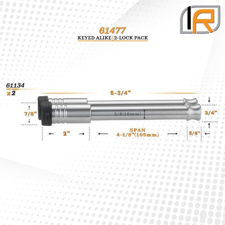 61477 | 2 Pack, Keyed Alike, Hitch Locks For Curt 2.5" Adjustable Channel Mount 20K LB Hitch - Fits Adjustable Ball Mount Onl