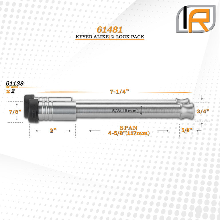 61481 | 2 Pack, Keyed Alike, Hitch Locks For Rhino Hitch 2.0" 12K & 2.5" 14K LB Hitches - Fits Adjustable Ball Mount Only - D