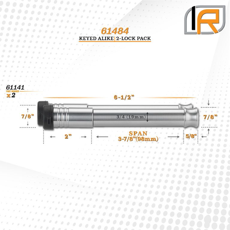 61484 | 2 Pack, Keyed Alike, Hitch Locks For Fastway SSBM 2.5" Solid Steel Ball Mount Hitch - Fits Adjustable Ball Mount Only