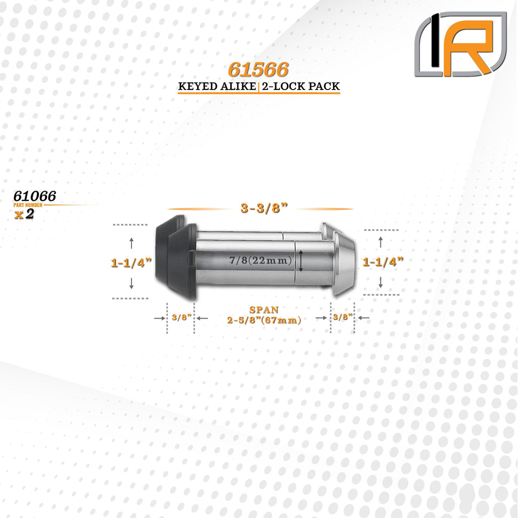 61566 | 2 Pack, Keyed Alike, Shackle Locks For General Purpose Shackle - (7/8" x 2-5/8" Span)