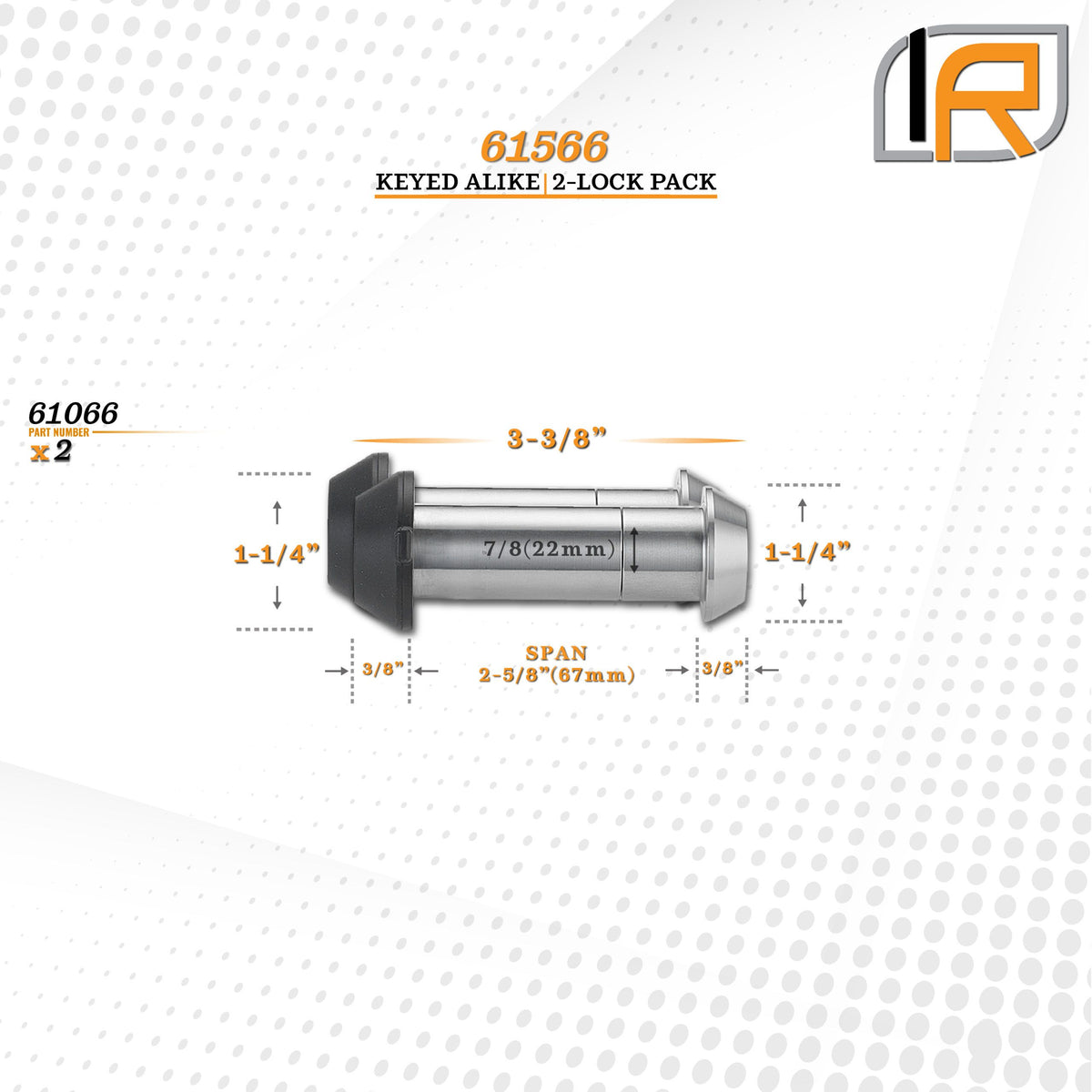 61566 | 2 Pack, Keyed Alike, Shackle Locks For General Purpose Shackle - (7/8" x 2-5/8" Span)
