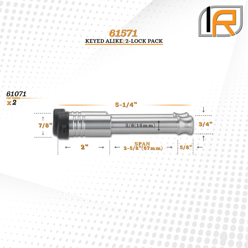61571 | 2 Pack, Keyed Alike, Receiver Locks For 2.0" Receiver - Clas III, IV - DOES NOT FIT 2015+ Toyota 2.0" Receiver