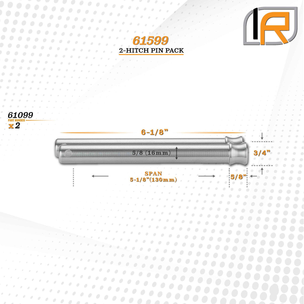 61599 | 2 Pack Hitch Pins For Rhino Hitch 3.0" Adjustable Hitch - Fits Adjustable Ball Mount Only - DOES NOT FIT Vehicle Rece