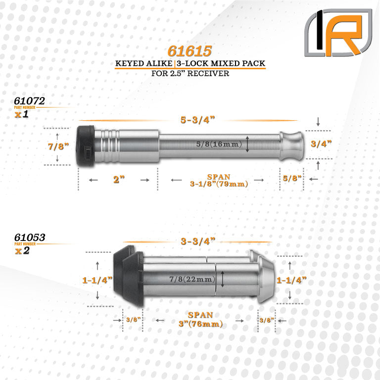 61615 | 3 Pack Mixed 2.5, Keyed Alike, Hook Locks For Monster Hooks Swivel Hook & HammerHead Hook - Includes Lock For 2.5" Re