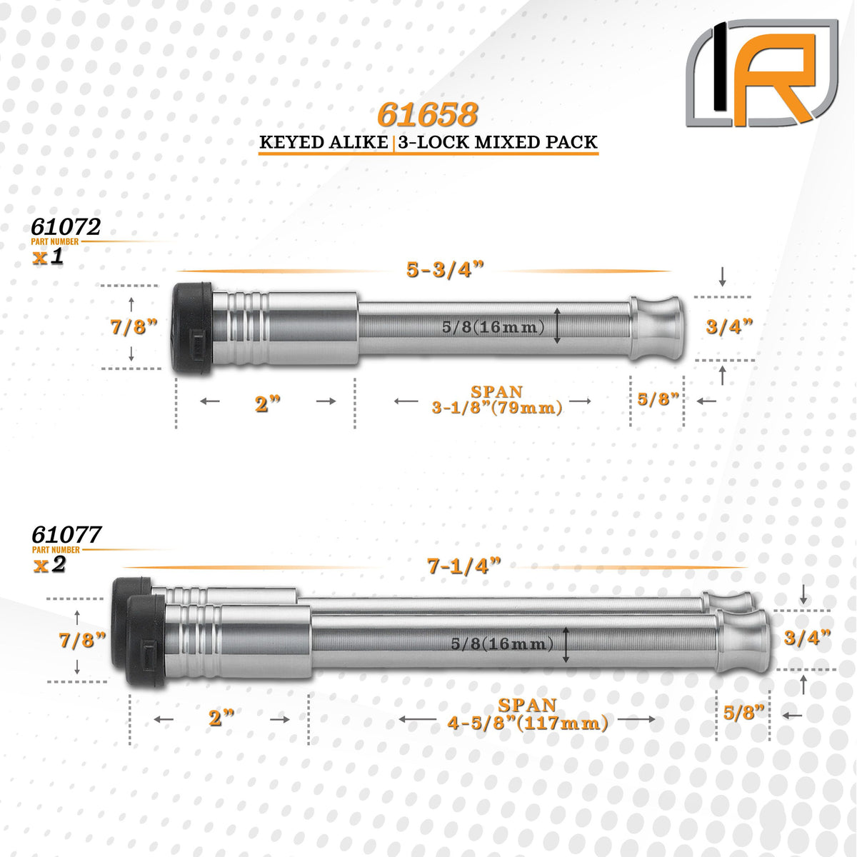 61658 | 3 Pack Mixed 2.5, Keyed Alike, Hitch Locks For Shocker Hitch Bumper Hitch - Includes Lock For 2.5" Receiver