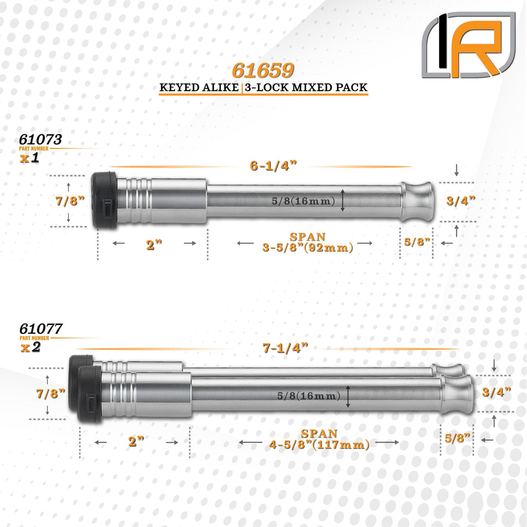 61659 | 3 Pack Mixed 3.0, Keyed Alike, Hitch Locks For Shocker Hitch Bumper Hitch - Includes Lock For 3.0" Receiver