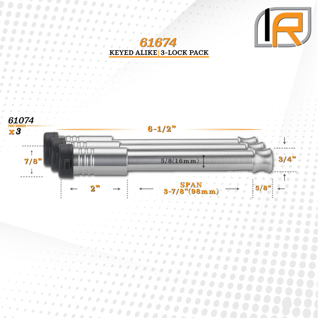 61674 | 3 Pack, Keyed Alike, Hitch Locks For BulletProof 2.0", 2.5", & 3.0" Drop Hitch - Fits Adjustable Ball Mount Only - DO