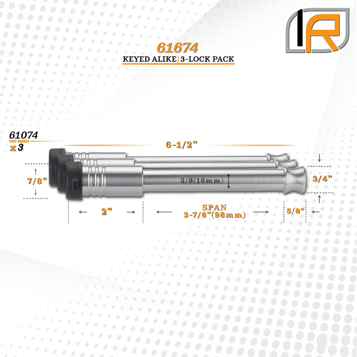 61674 | 3 Pack, Keyed Alike, Hitch Locks For BulletProof 2.0", 2.5", & 3.0" Drop Hitch - Fits Adjustable Ball Mount Only - DO